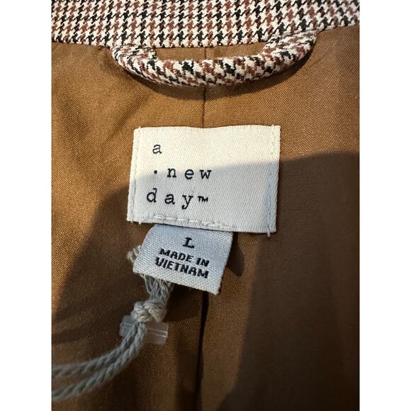 A New Day Women's Brown Houndstooth Oversized Blazer Large NWT Street Style - Picture 4 of 8